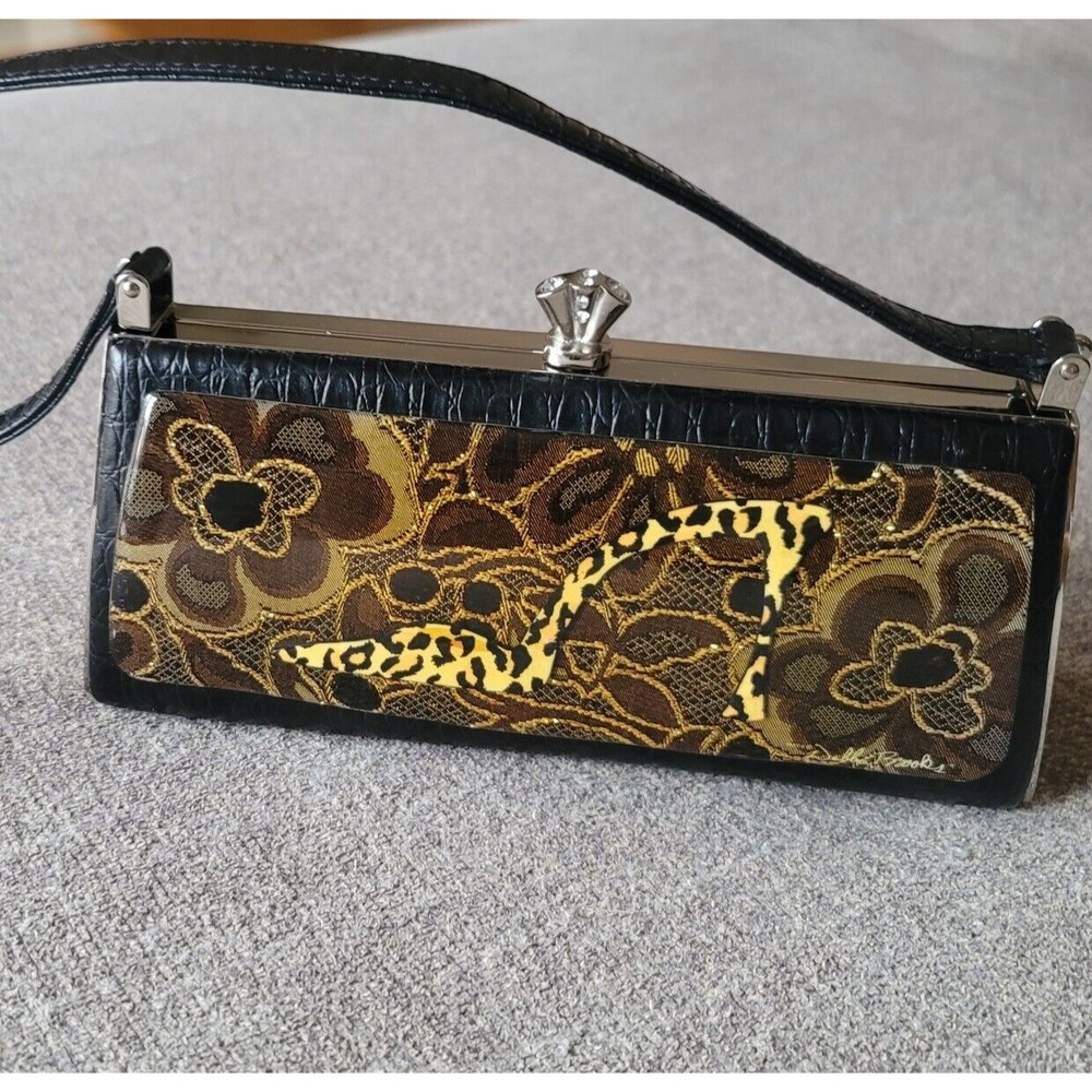 Debbie Brooks Black Silver Gem Clasp Handbag Evening Cheetah Shoe Floral Gold